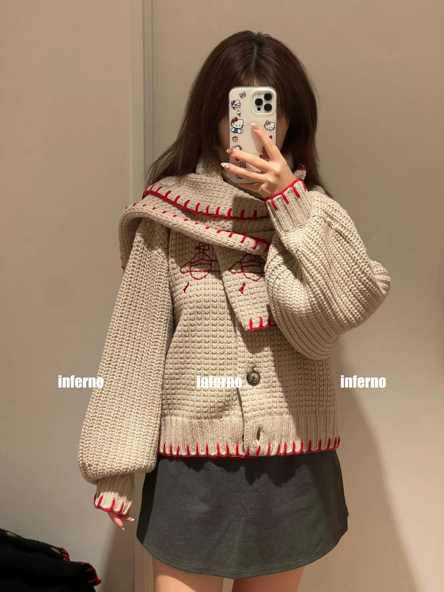 vivienne west wood queen mother 25 saturn red label limited classic scarf wool knitted short cardigan sweater S M L size chart last